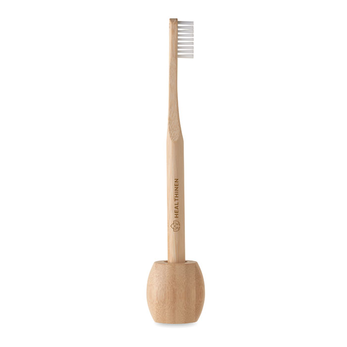 Bamboo toothbrush with stand